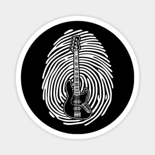 Fingerprint Bass Guitar Outline Dark Theme Magnet